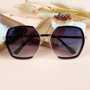 Black/Gold Hexagon Sunglasses